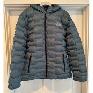 New Balance Essentials Puffer Jacket Men’s S Hooded Green / Teal Full Zip NWT